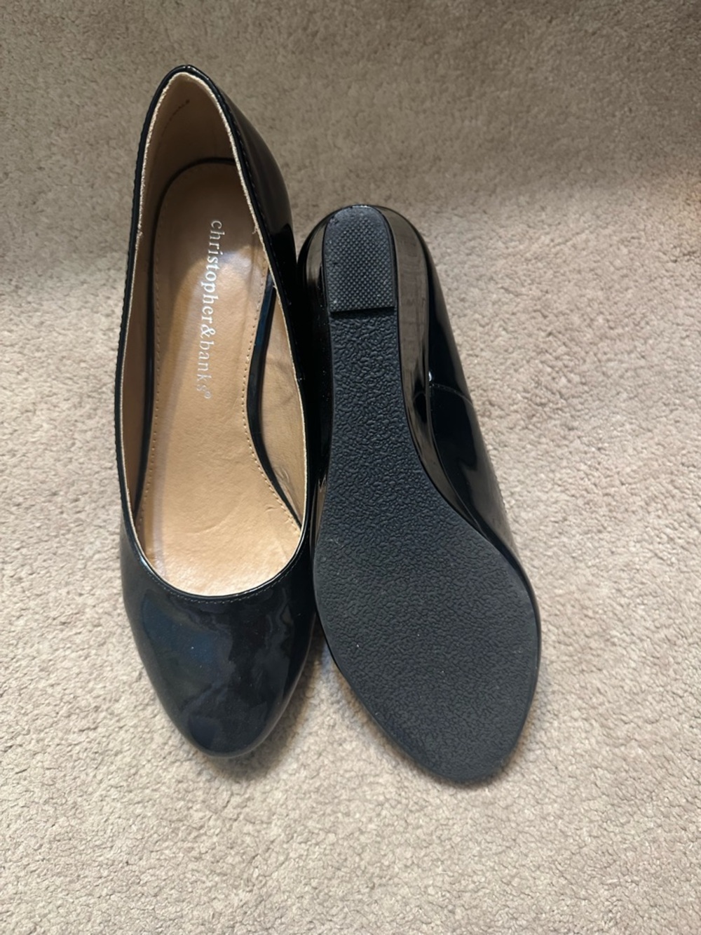 Christopher & Banks Black Patent Round-Toe Flats